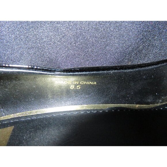 Dolce Vita Bunny Black Patent Leather Platform Heels Embellished Gold Bows 8.5 - Picture 11 of 12